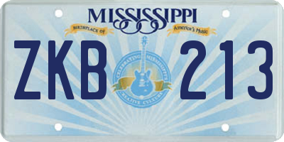 MS license plate ZKB213