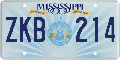 MS license plate ZKB214