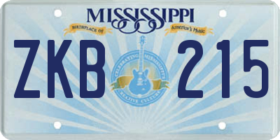 MS license plate ZKB215