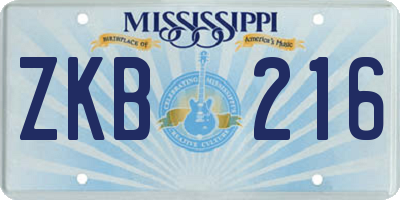 MS license plate ZKB216