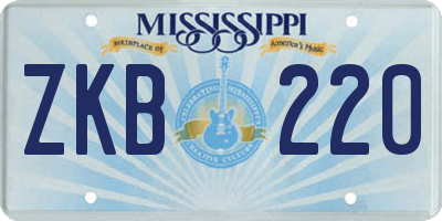 MS license plate ZKB220