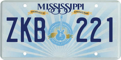 MS license plate ZKB221