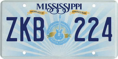 MS license plate ZKB224