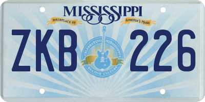 MS license plate ZKB226