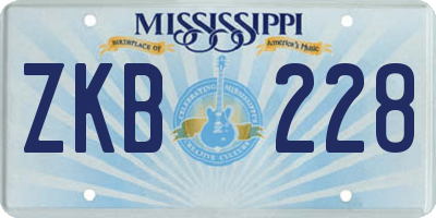 MS license plate ZKB228