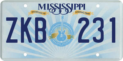 MS license plate ZKB231