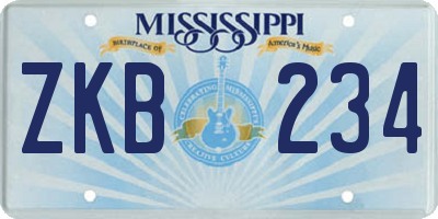 MS license plate ZKB234