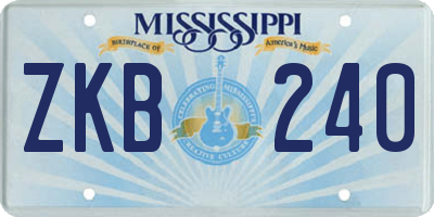 MS license plate ZKB240