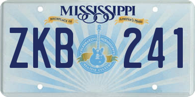 MS license plate ZKB241