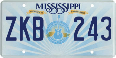 MS license plate ZKB243
