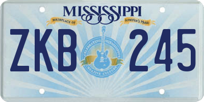 MS license plate ZKB245