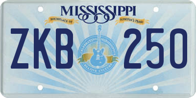MS license plate ZKB250