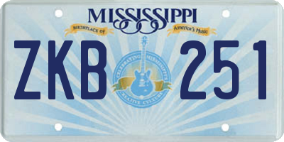 MS license plate ZKB251