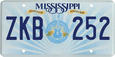 MS license plate ZKB252