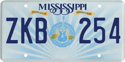 MS license plate ZKB254