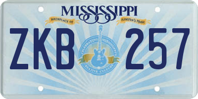 MS license plate ZKB257