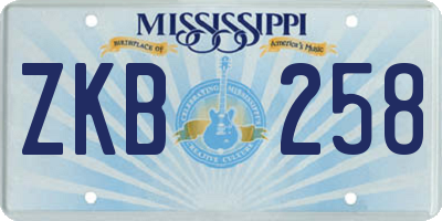 MS license plate ZKB258