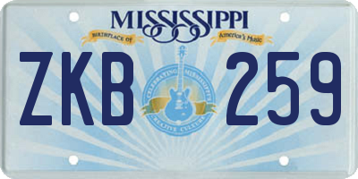 MS license plate ZKB259