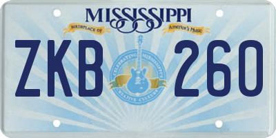 MS license plate ZKB260