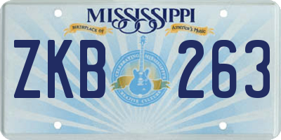 MS license plate ZKB263