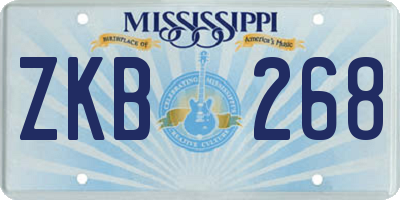 MS license plate ZKB268