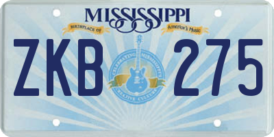 MS license plate ZKB275