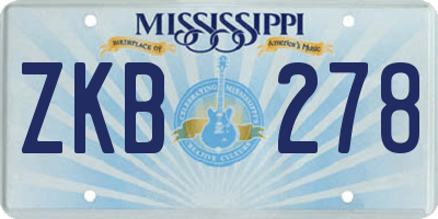 MS license plate ZKB278