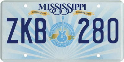 MS license plate ZKB280