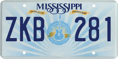 MS license plate ZKB281
