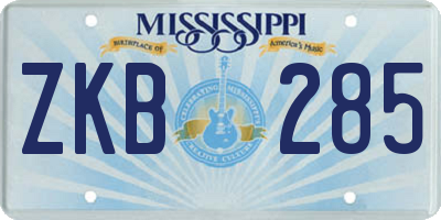 MS license plate ZKB285