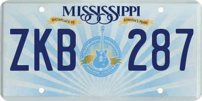MS license plate ZKB287