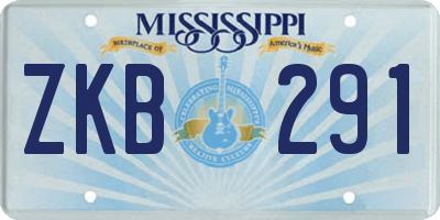 MS license plate ZKB291
