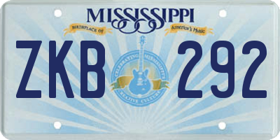MS license plate ZKB292