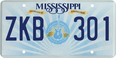 MS license plate ZKB301