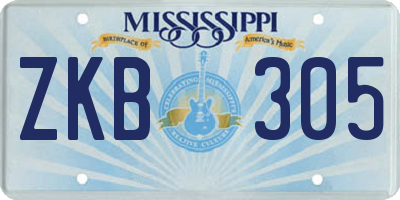 MS license plate ZKB305