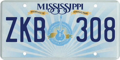 MS license plate ZKB308