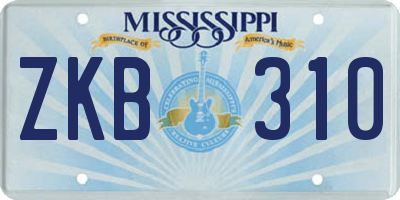 MS license plate ZKB310