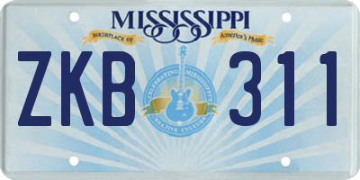 MS license plate ZKB311