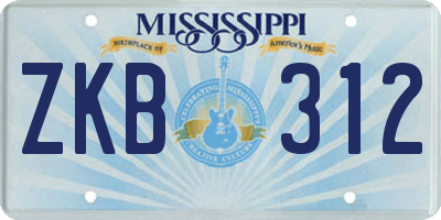 MS license plate ZKB312