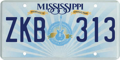MS license plate ZKB313