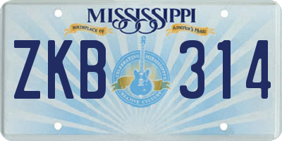 MS license plate ZKB314