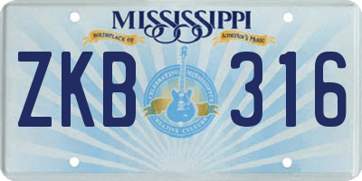 MS license plate ZKB316