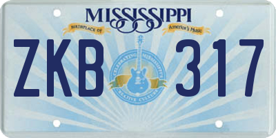 MS license plate ZKB317