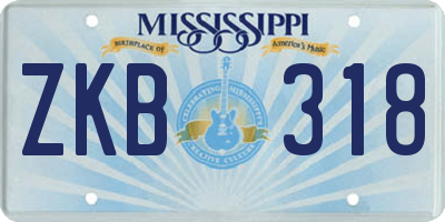 MS license plate ZKB318