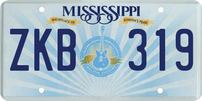 MS license plate ZKB319