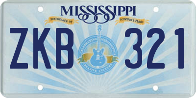 MS license plate ZKB321