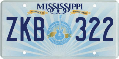 MS license plate ZKB322