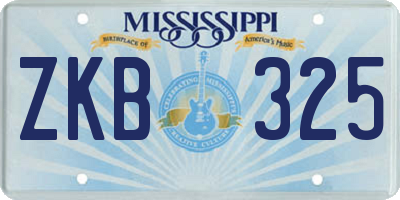 MS license plate ZKB325
