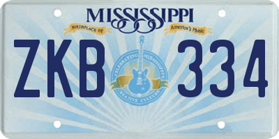 MS license plate ZKB334