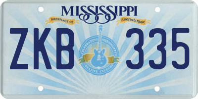 MS license plate ZKB335